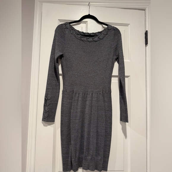 Cache Black Cowl Neck Long Sleeve Bodycon Dress y.